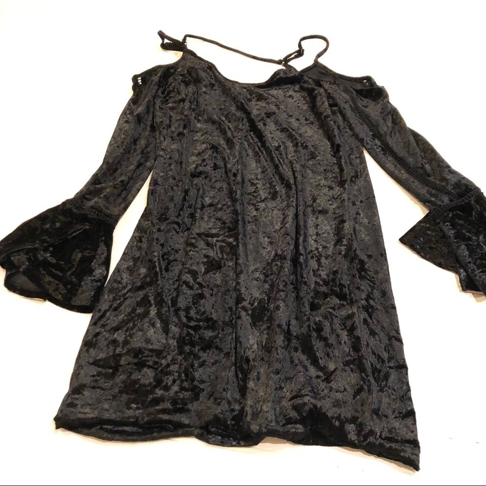 Disney Pixar Coco Black Velvet Cold Shoulder Dress - Picture 4 of 6